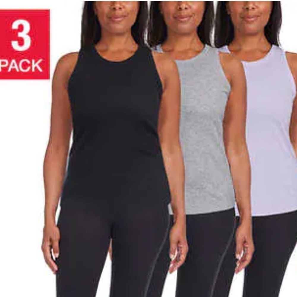 Danskin Women's 3-Pack Sustainable Cotton Crew Neck Tank Tops Size:S